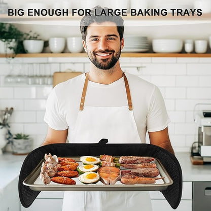 Double Oven Mitts (Heat Resistant up to 260°C) – Extra Long Waterproof Kitchen Gloves with Non-Slip Silicone Grip for Baking & BBQ